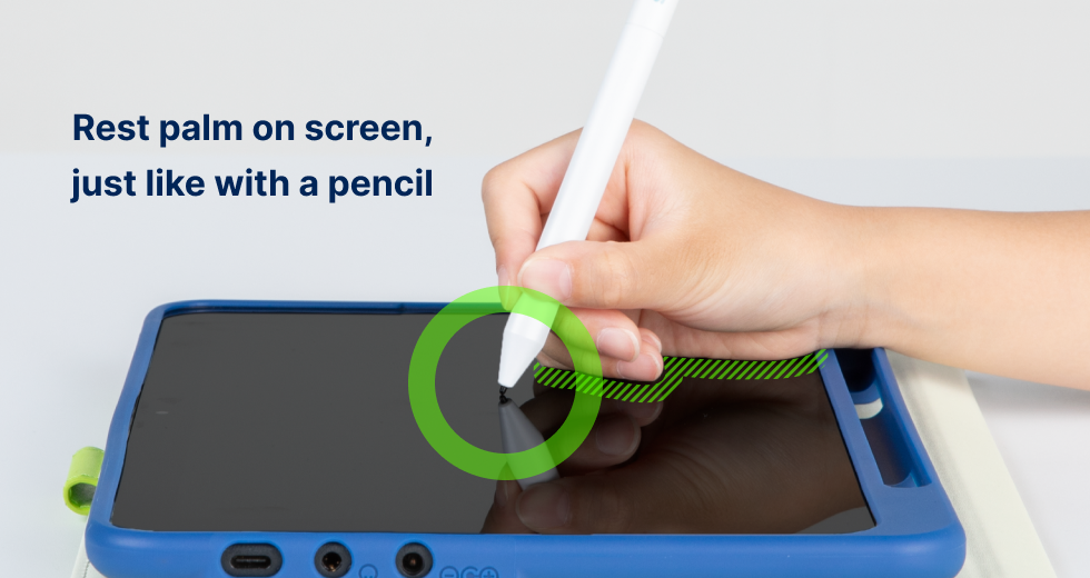 Rest palm on screen, just like with a pencil